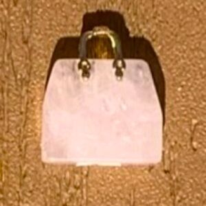 🆕ROSE QUARTZ GENUINE NATURAL STONE QUARTZ CARVED PURSE BAG TOTE CHARM #2